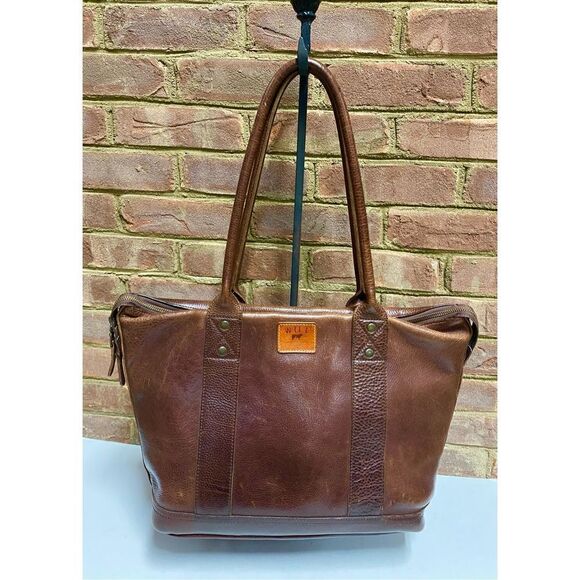 WILL Twenty Four Seven Brown Leather Tote Bag - Picture 1 of 11